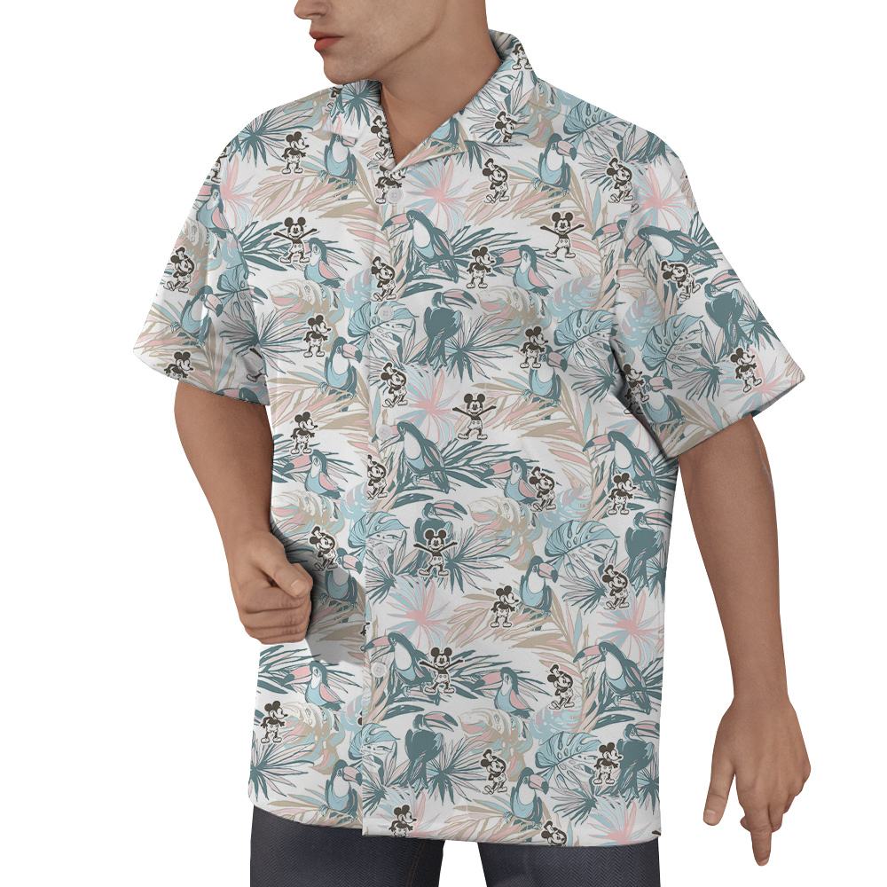 Vintage Parrot Steamboat Willie Mickey Hawaiian Shirt