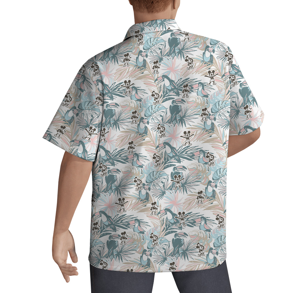 Vintage Parrot Steamboat Willie Mickey Hawaiian Shirt
