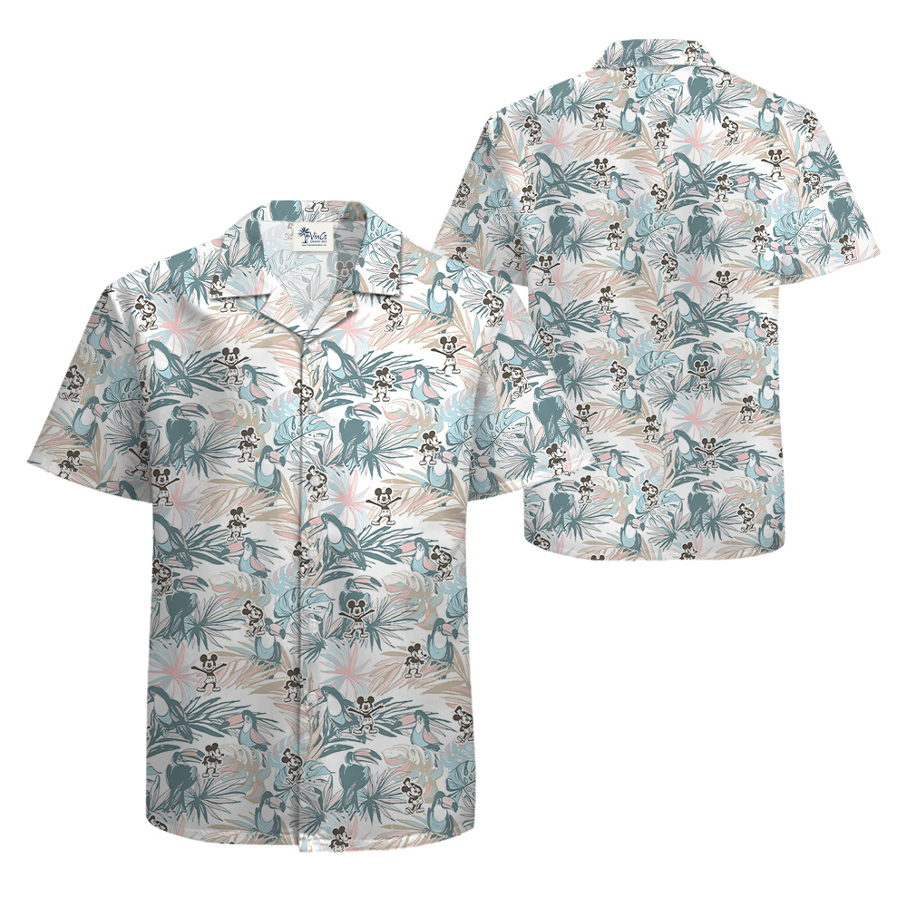 Vintage Parrot Steamboat Willie Mickey Hawaiian Shirt