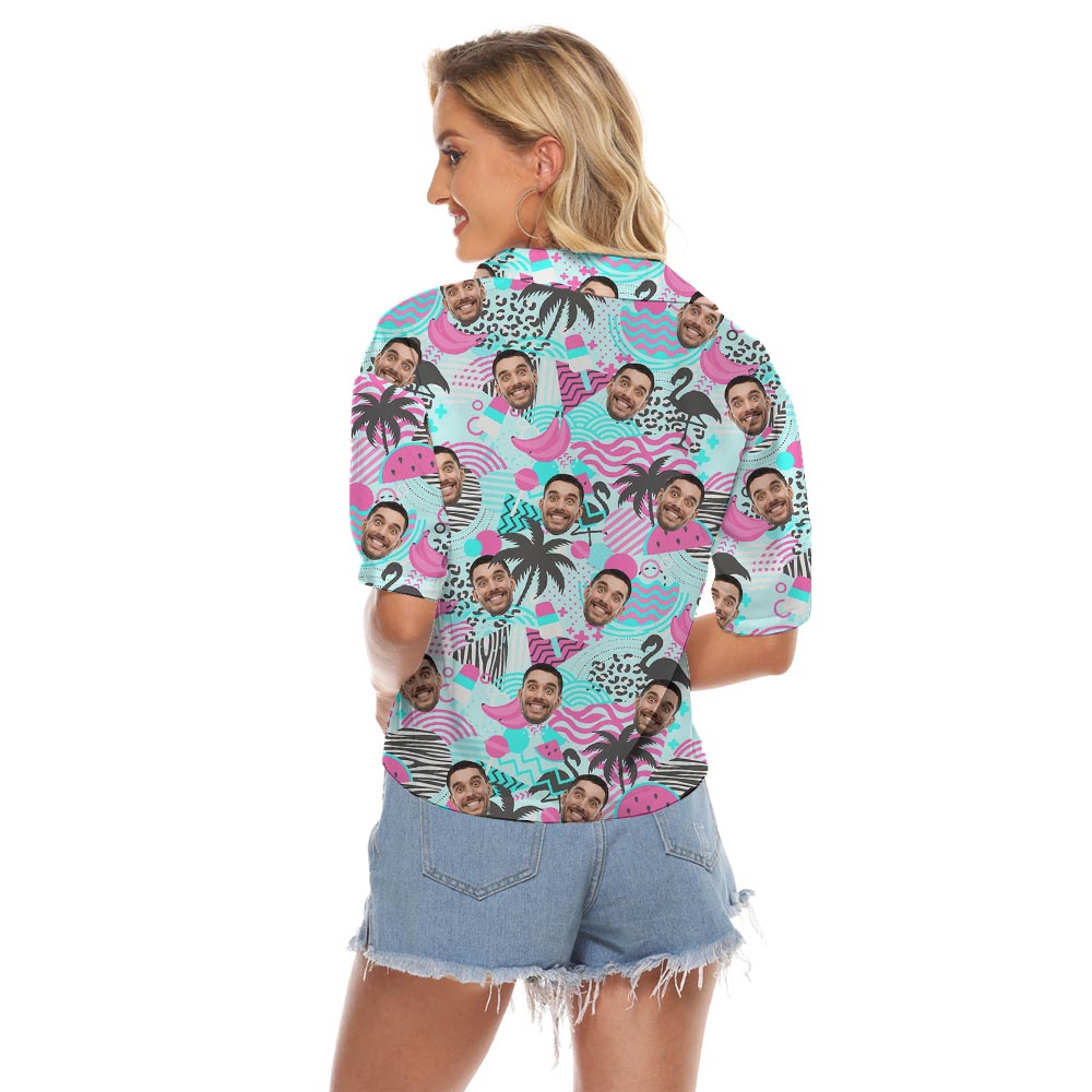 Retro Flamingo Hawaiian Women's Crop Top Personalized