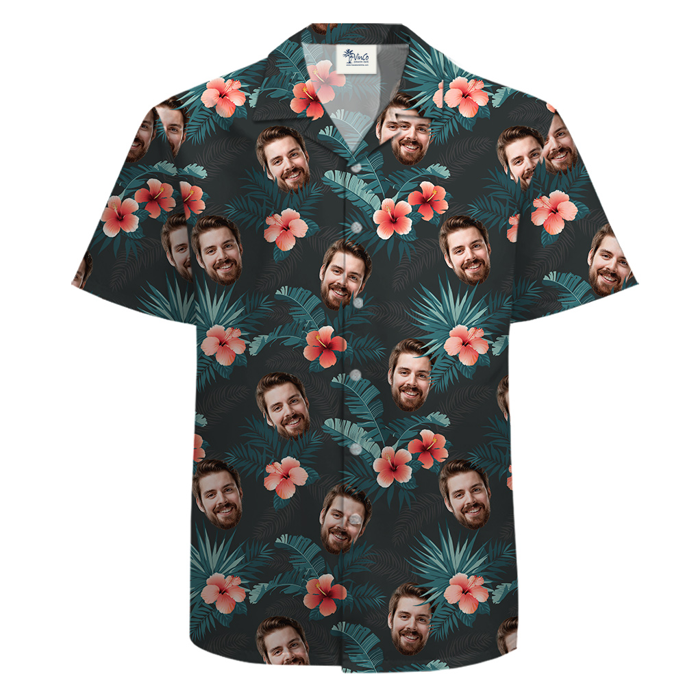 Hibiscus 100 Cotton Aloha Shirt for Men with Face Personalized - variant image 1