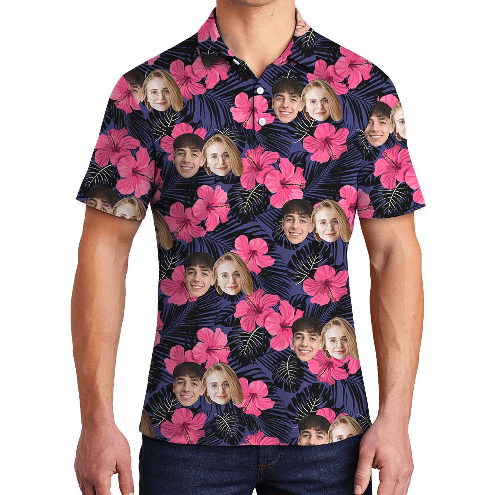 Multi-Face Hibiscus Men's Polo Shirt - variant image 1