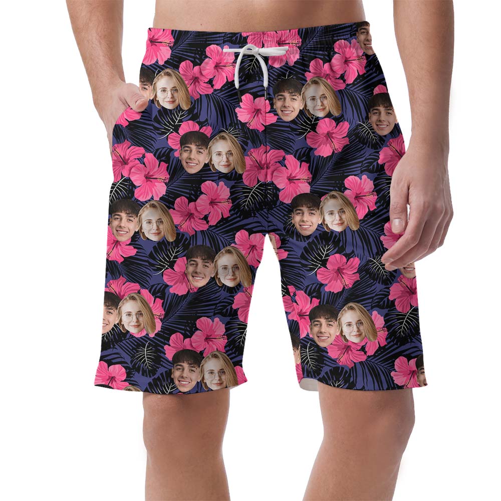 Custom Face Hibiscus All Over Print Shorts - variant image 1