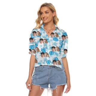 Blue Print Custom Face Women's Crop Top