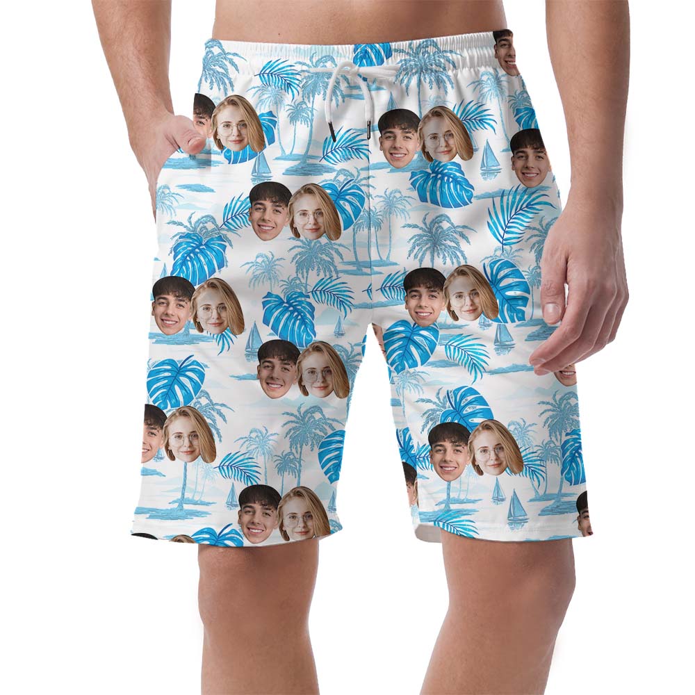 Make Your Own Face Beach Men's Hawaiian Shorts - variant image 1