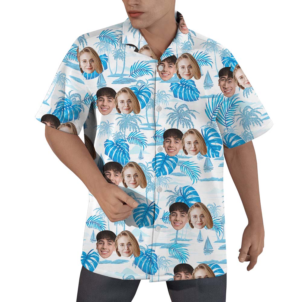 Add Your Face On Blue Beach Hawaiian Shirt - variant image 1