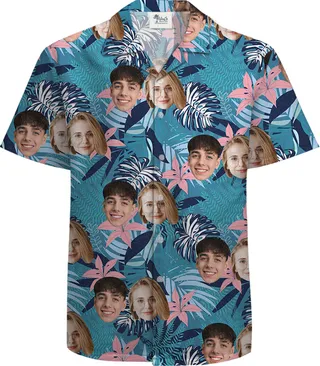 Custom Couple Faces 100% Cotton Aloha Shirt for Men