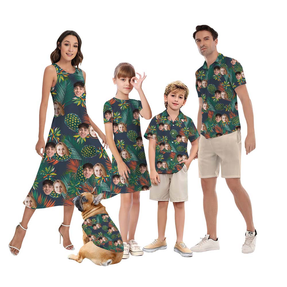 Customizable Pineapple Matching Hawaiian Shirt With Faces - variant image 1