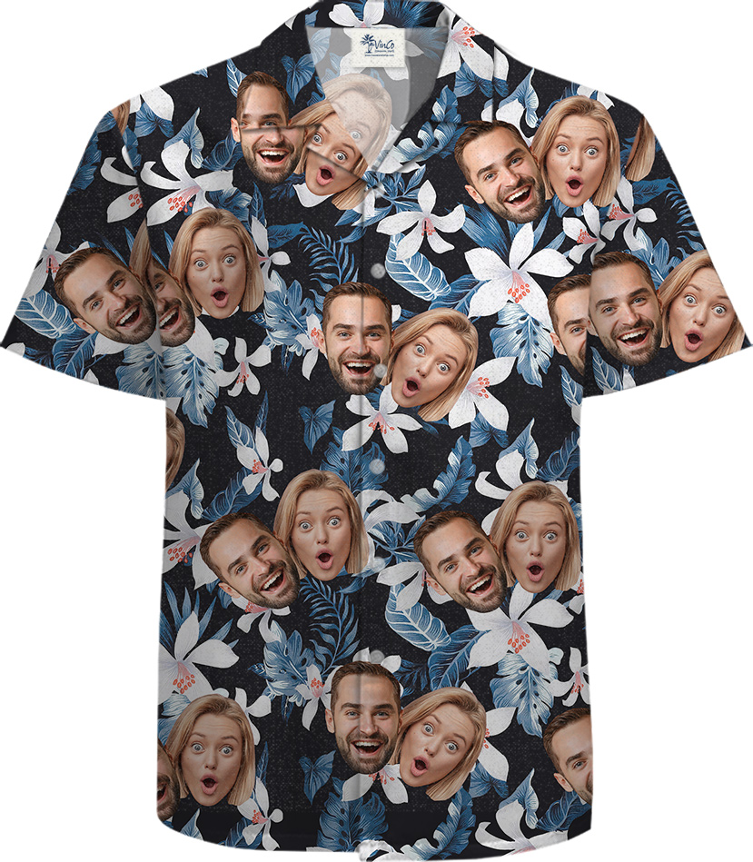 Custom Couple Face 100 Percent Cotton Hawaiian Shirt - variant image 1