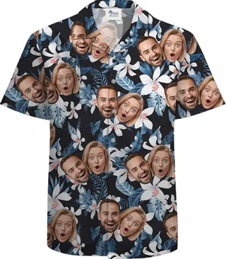 Custom Couple Face 100 Percent Cotton Hawaiian Shirt