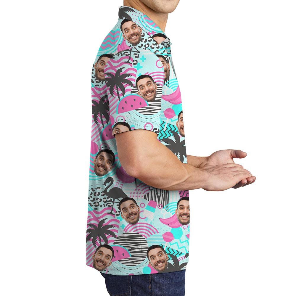 Personalized Men's Polo Golf Shirt Retro 80s Style