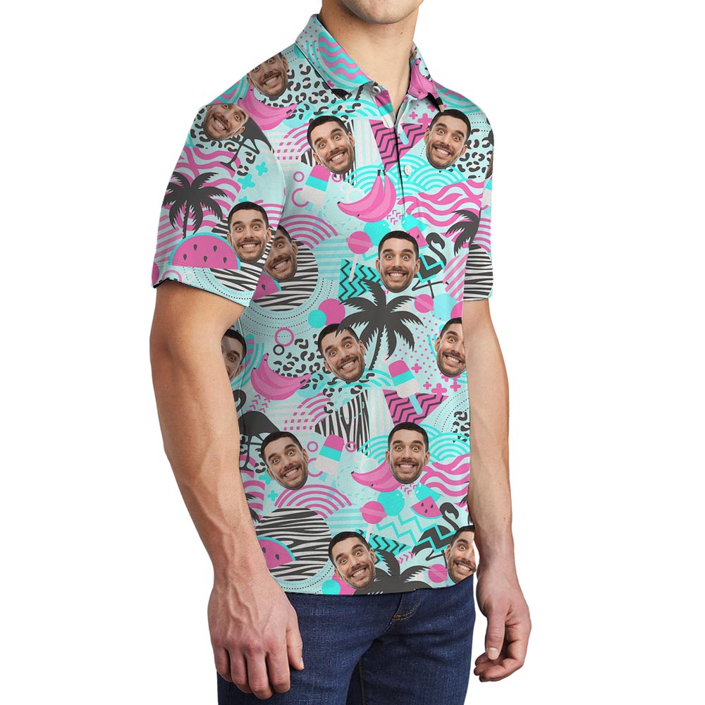 Personalized Men's Polo Golf Shirt Retro 80s Style