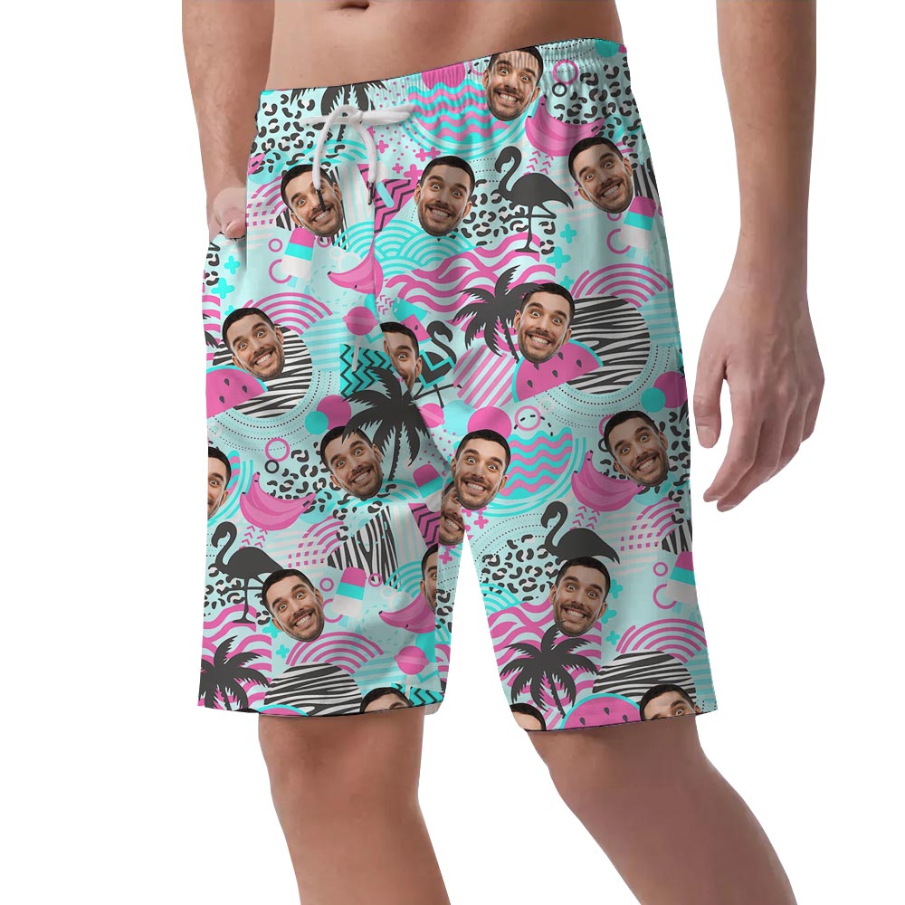 Customized Flamingo Hawaiian Men's Shorts With Retro Style