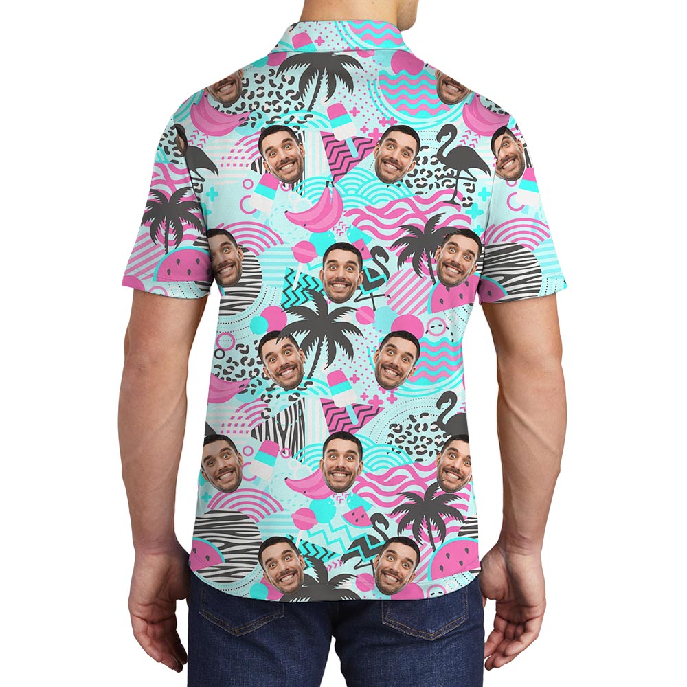 Personalized Men's Polo Golf Shirt Retro 80s Style