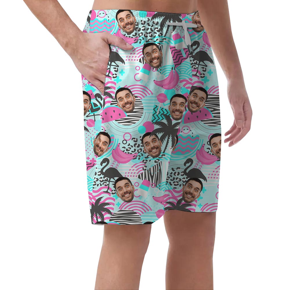 Customized Flamingo Hawaiian Men's Shorts With Retro Style