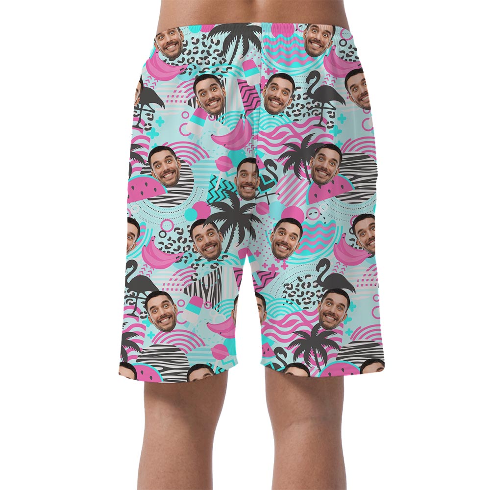 Customized Flamingo Hawaiian Men's Shorts With Retro Style