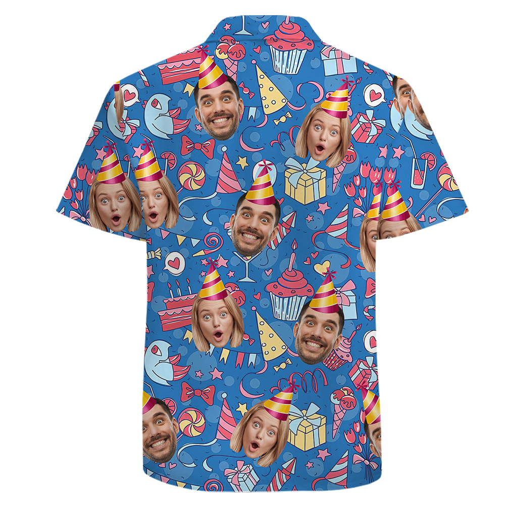 Custom Face Birthday Cotton Aloha Shirt for Men