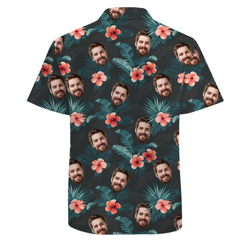 Hibiscus 100 Cotton Aloha Shirt for Men with Face Personalized