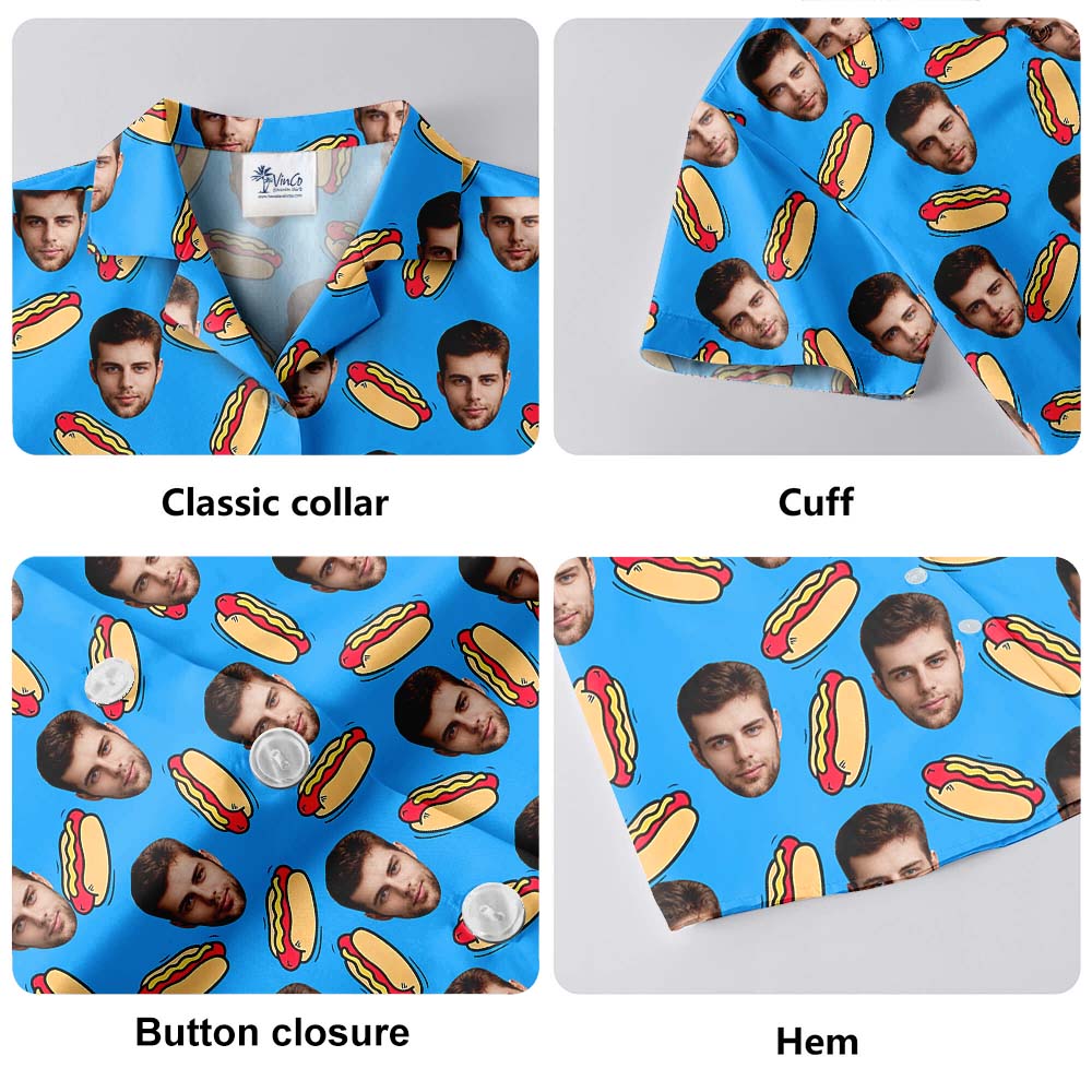 Custom Face Hot Dog Hawaiian Shirt For Men