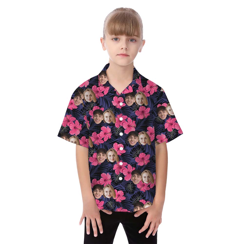 Personalized Photo Hibiscus Hawaiian Shirt For Family