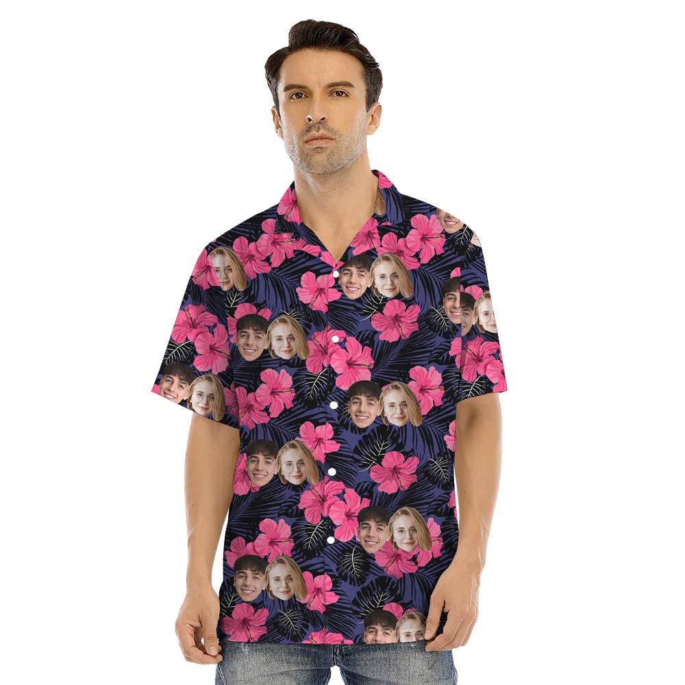 Personalized Photo Hibiscus Hawaiian Shirt For Family