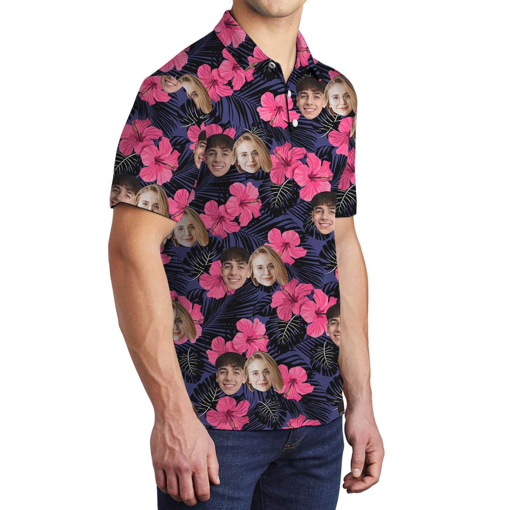 Multi-Face Hibiscus Men's Polo Shirt