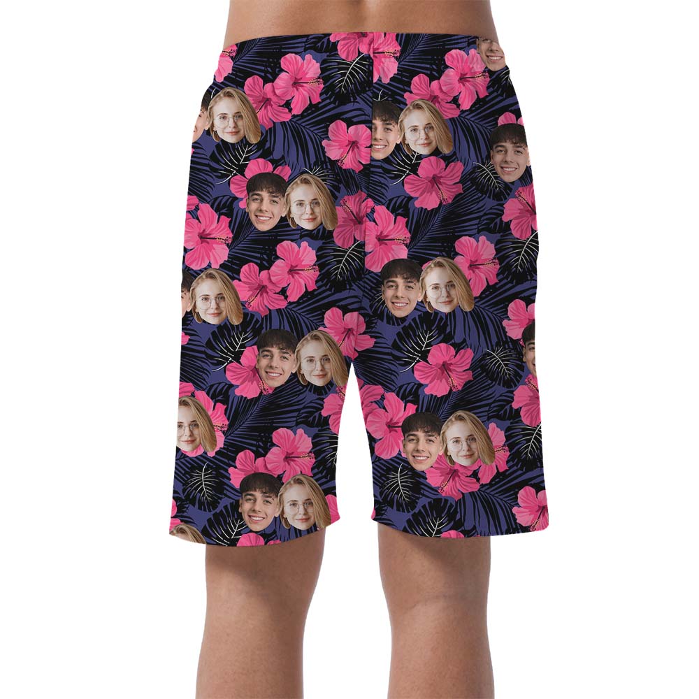 Custom Face Hibiscus All Over Print Shorts
