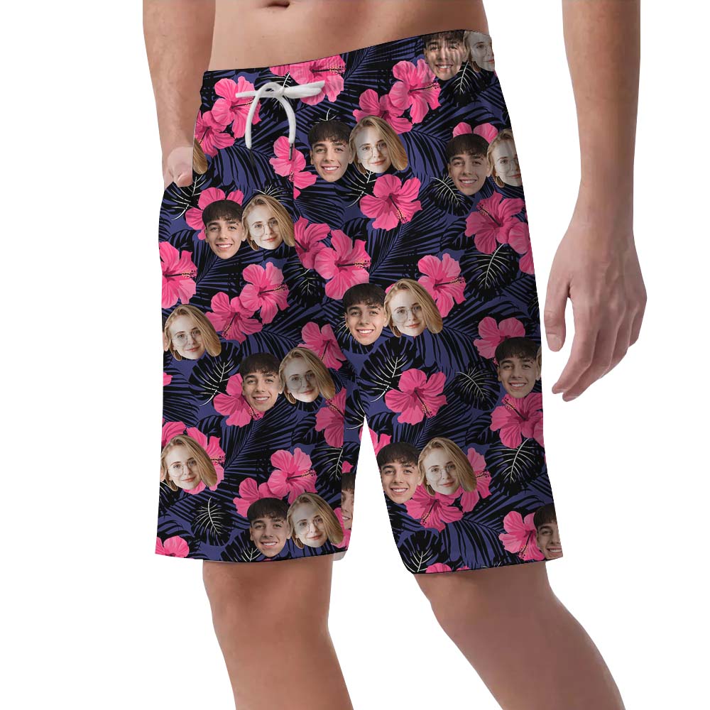 Custom Face Hibiscus All Over Print Shorts