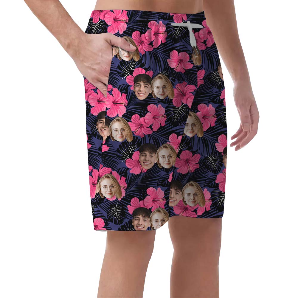 Custom Face Hibiscus All Over Print Shorts