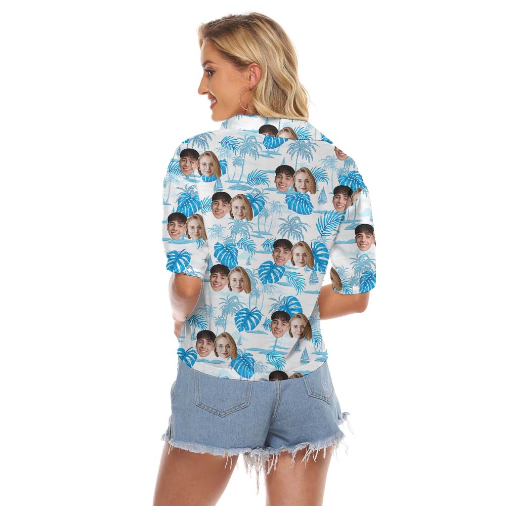 Blue Print Custom Face Women's Crop Top