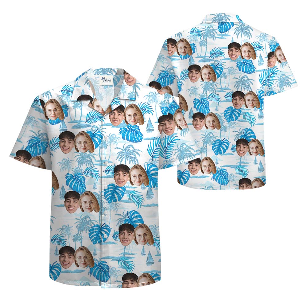 Add Your Face On Blue Beach Hawaiian Shirt