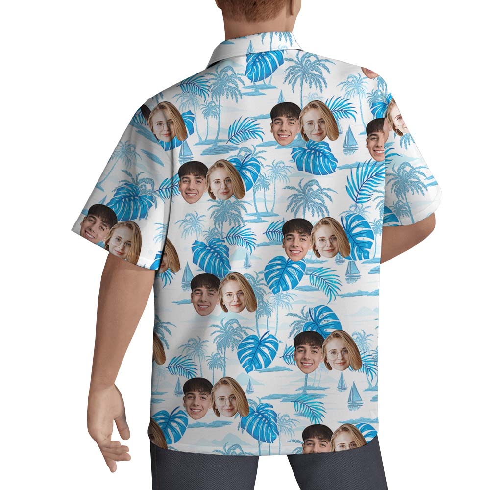 Add Your Face On Blue Beach Hawaiian Shirt