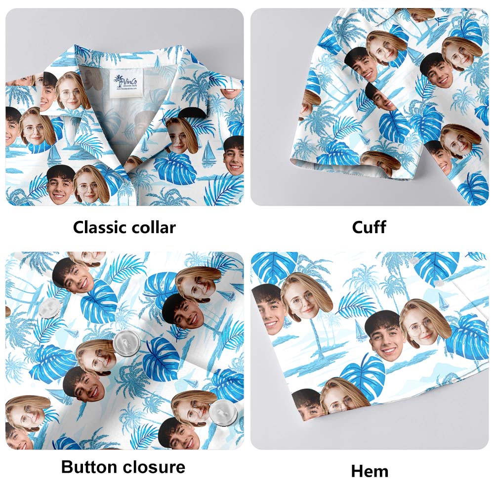 Add Your Face On Blue Beach Hawaiian Shirt