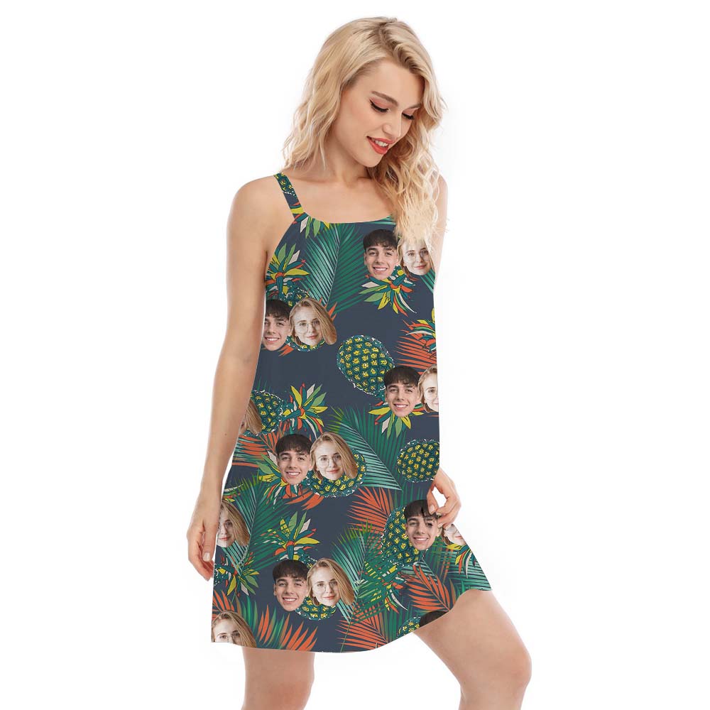 Custom Face Pineapple Tropical Cami Dress For Women