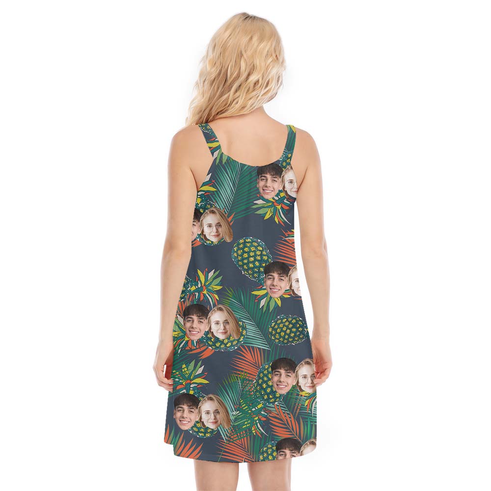 Custom Face Pineapple Tropical Cami Dress For Women