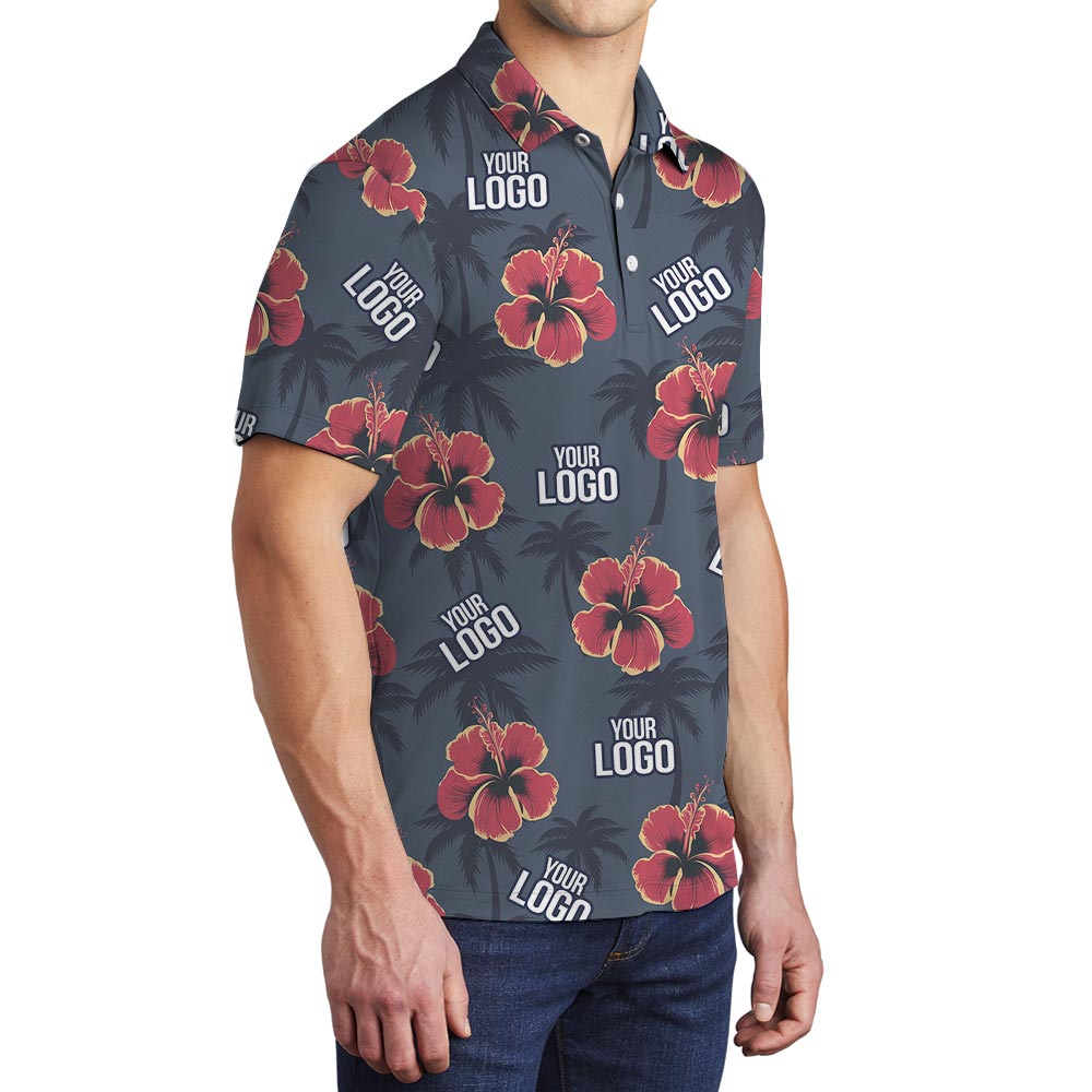 Personalized Men's Tropical Golf Shirt With Team Logo