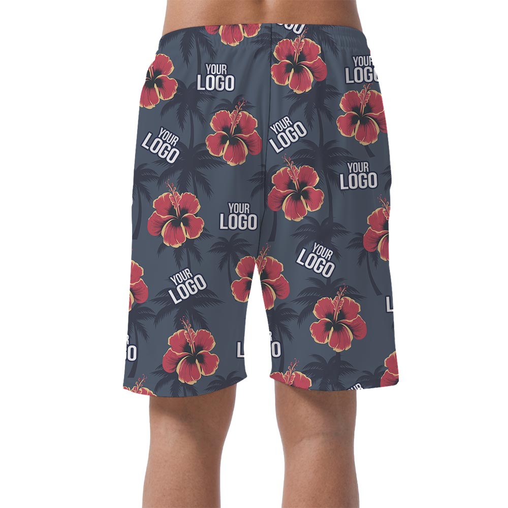 Custom Men's Matching Beach Shorts With Photo Navy