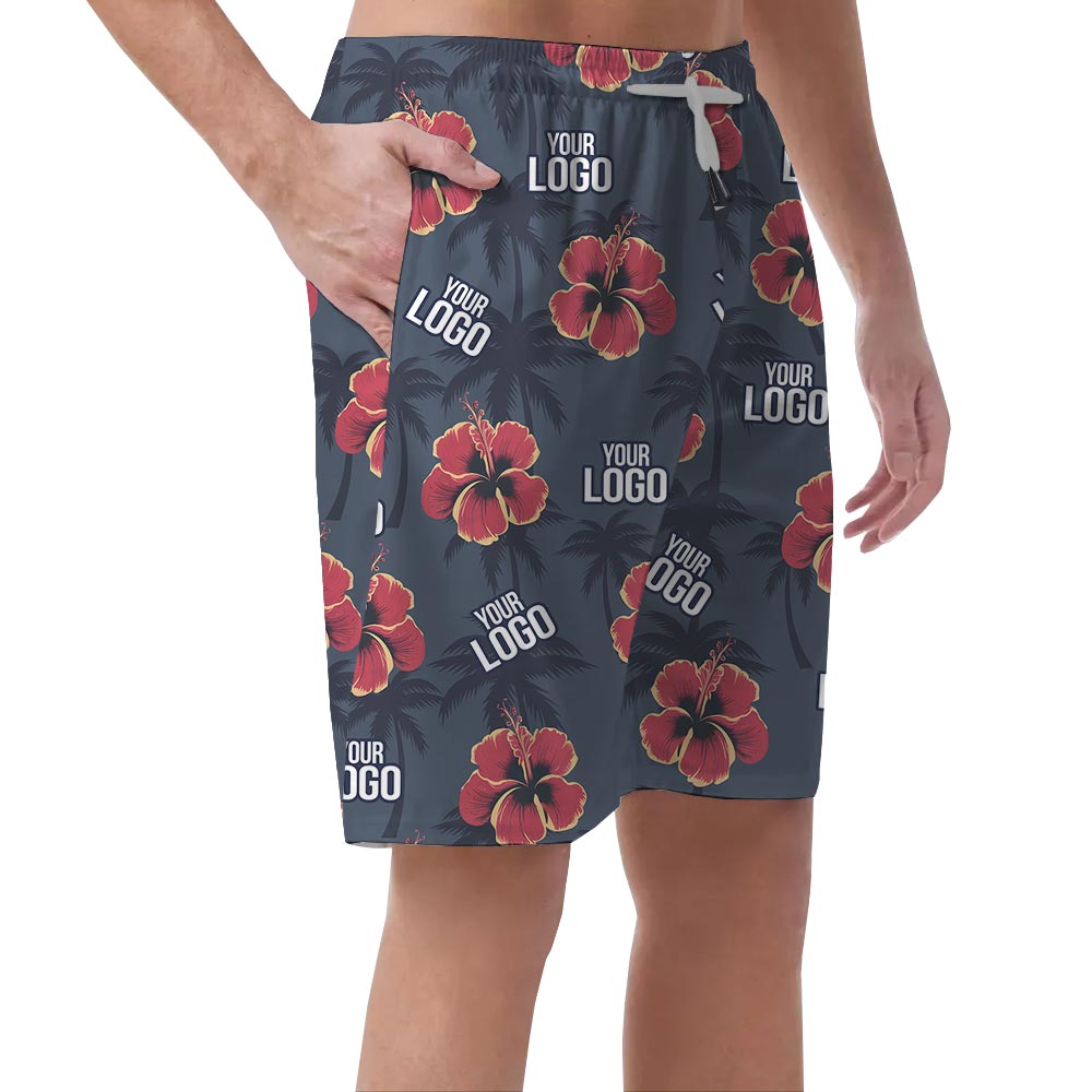Custom Men's Matching Beach Shorts With Photo Navy