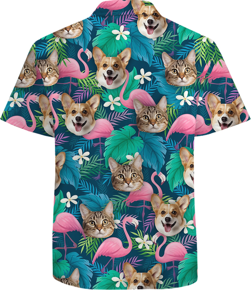 Custom Pet with Flamingo 100% Cotton Tropical Shirt