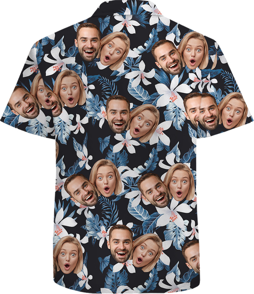 Custom Couple Face 100 Percent Cotton Hawaiian Shirt