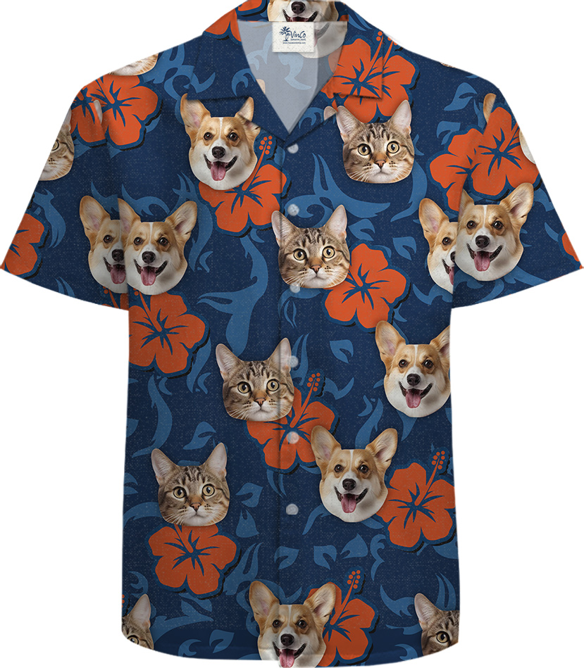 Custom Pet Faces 100 Percent Cotton Tropical Shirt for Men - variant image 1