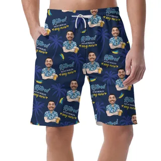 Retired Not My Problem Personalized Men's Shorts With Face