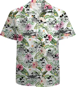 Mickey Steamboat Willie 100% Cotton Hawaiian Men Shirt
