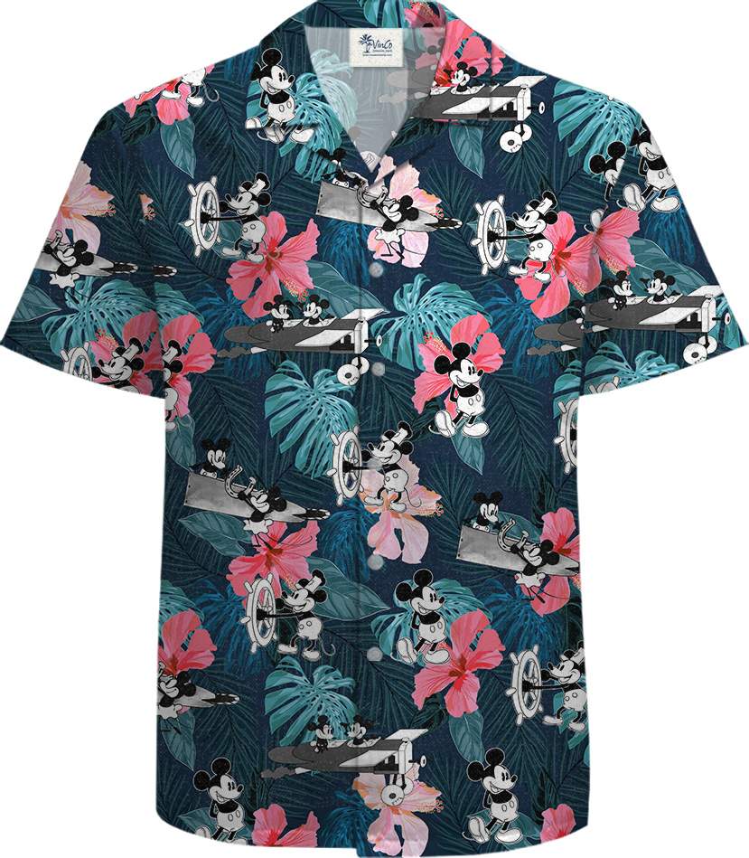 Mickey 1928 Steamboat 100% Cotton Hawaiian Men Shirt - variant image 1