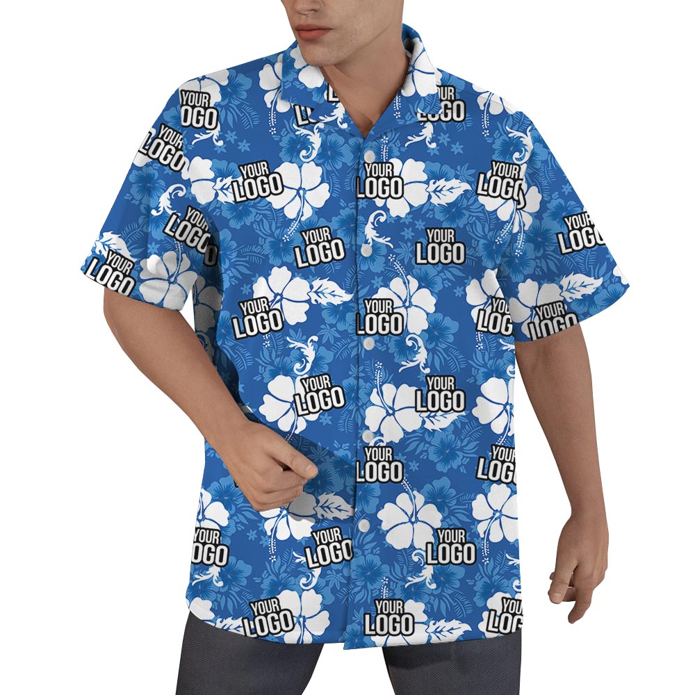 Blue Hibiscus Team Logo Hawaiian Shirt Bulk Order - variant image 1