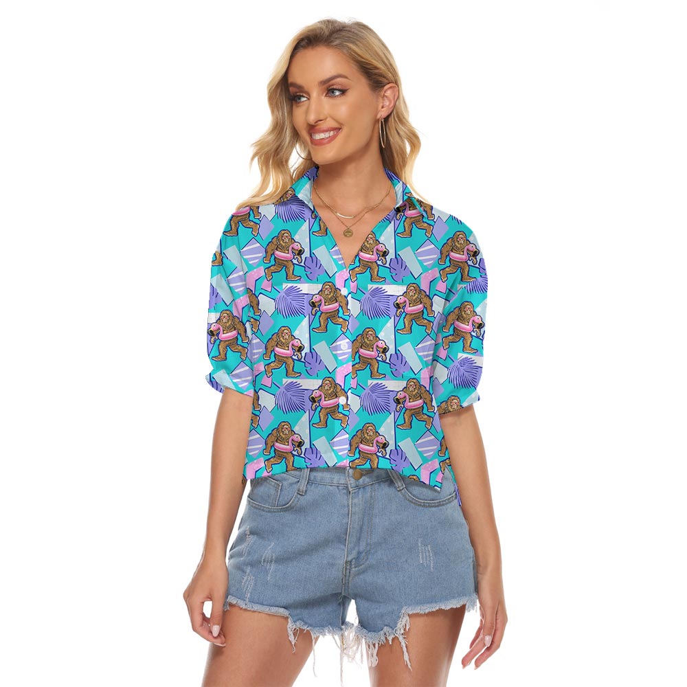 Styled Bigfoot Summer Hawaiian Crop Top For Women - variant image 1