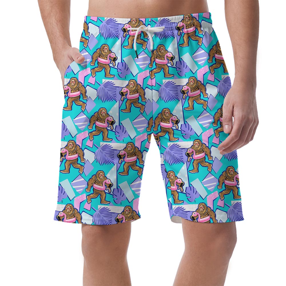 Bigfoot Swimming Flamingo Men's Summer Shorts - variant image 1