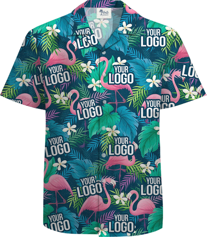 Custom Logo Flamingo 100% Cotton Tropical Shirt - variant image 1