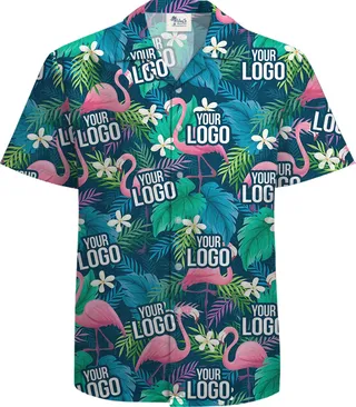 Custom Logo Flamingo 100% Cotton Tropical Shirt