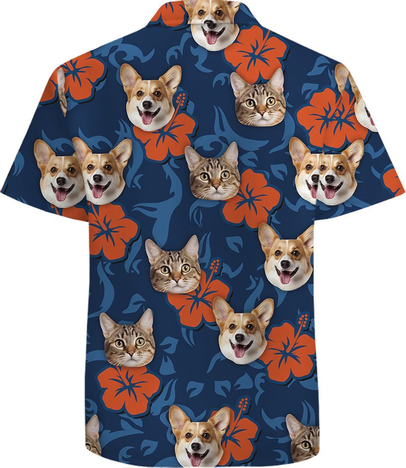 Custom Pet Faces 100 Percent Cotton Tropical Shirt for Men